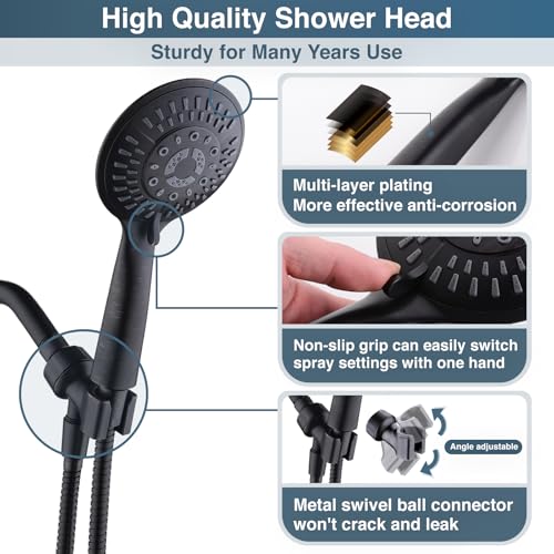 9 Spray Settings Shower Head with Handheld High Pressure Oil