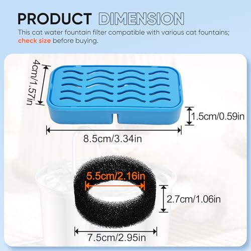 12 Pack Cat Water Fountain Replacement Filter Compatible with AONBOY