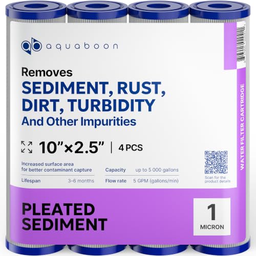 1 Micron Pleated Water Filter 10 x 2.5 (4 Count)