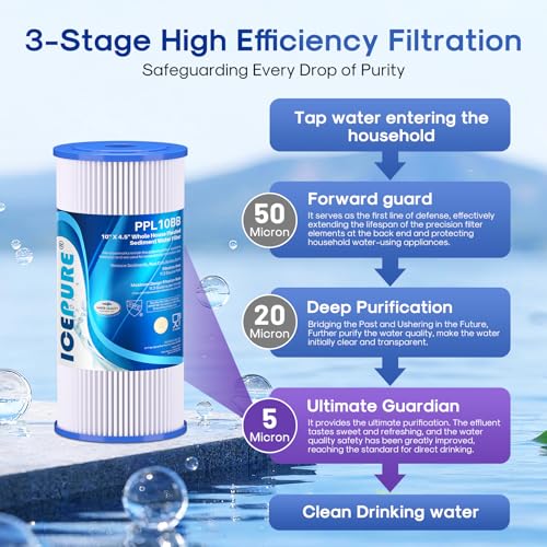 5 Micron 10" x 4.5" Whole House Sediment Pleated Water Filter 2Pack (2 Count)
