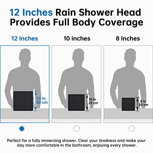 All Metal 12 Inches Rainfall Shower Head with Handheld Combo