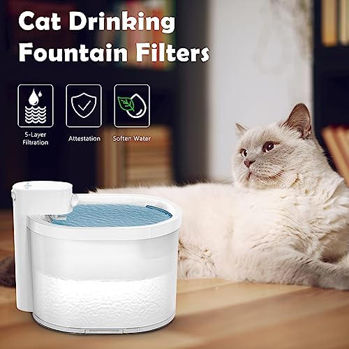 4 Pack Cat Water Fountain Filter & 6 Pack Replacement Fliter Sponges Compatible with Uahpet Water Fountain 67oz (4 Count)
