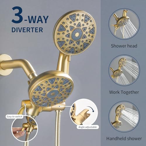 Shower Faucet Set Complete Shower Kit Dual Shower Head and Handheld 2 in 1 Combo Set Shower System Shower Trim Kit Combo Set Shower Fixtures