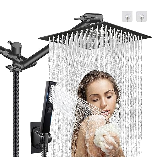 12" High Pressure Square Rain Shower Head and 2