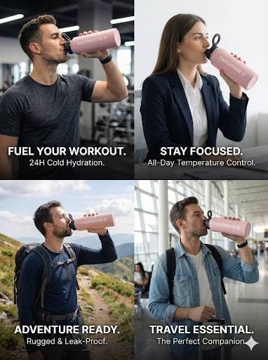 GadgHouse 40oz Stainless Steel Water Bottle with Magnetic Phone Holder
