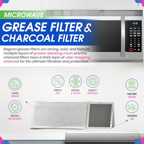 Grease Microwave Vent Filter W10208631A and Charcoal 8206230A Whirlpool Microwave Filter Replacement Combo Pack (2 Count)