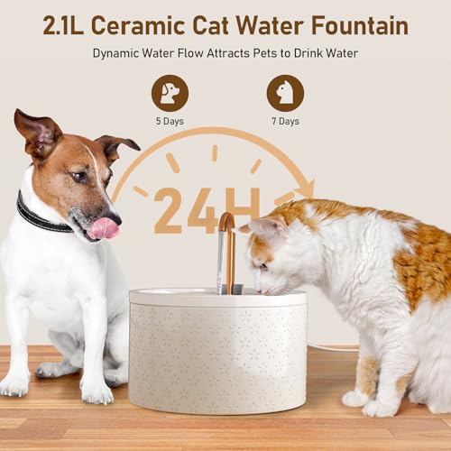 Ceramic Cat Water Fountain (71 Fl Oz)