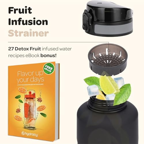 Motivational Water Bottle with Time Marker & Fruit Infuser 64 oz