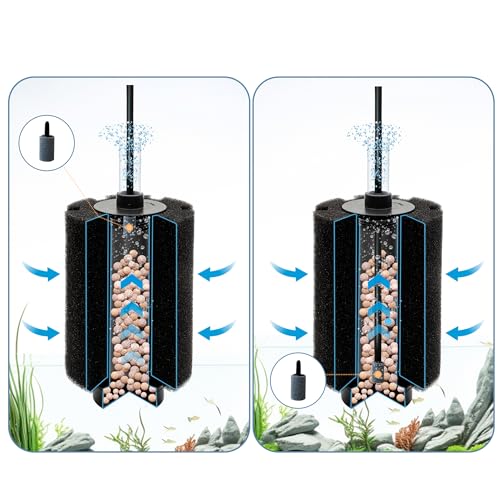 4pcs Upgrade Large Aquarium Sponge Filter with Air Stone (4 Count)
