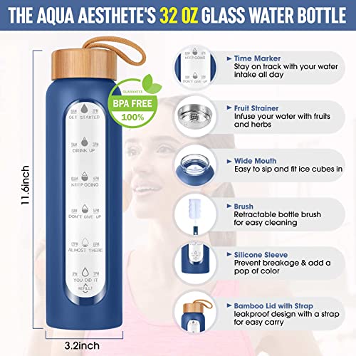 Glass Water Bottles 32 Oz with Silicone Sleeve