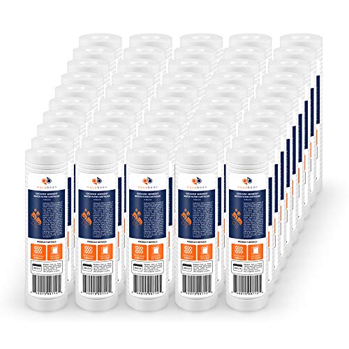5 Micron 10 x 2.5 Grooved Sediment Water Filter Replacement for Whole House Filter Cartridge Compatible with AP110 (50 Count)