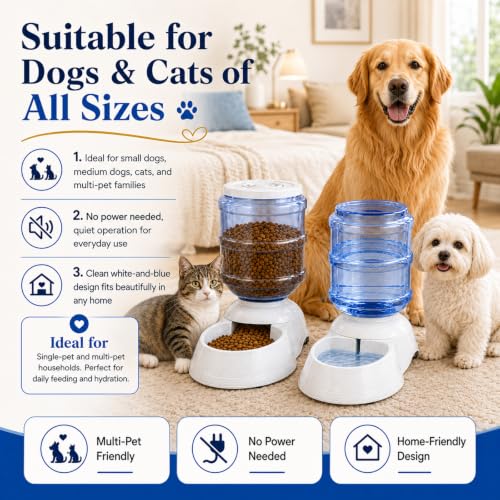 Automatic Dog Feeder and Water Dispenser Set for Large Dogs