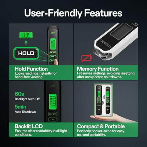 Digital pH Meter TDS EC Meter for Water 0.01 Accuracy Hydroponics