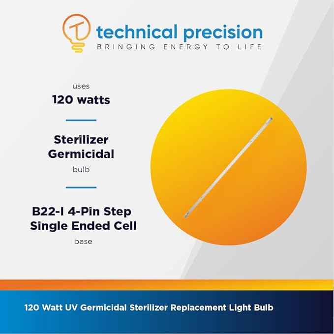 Technical Precision Replacement for Trojan Technologies Uv 793923 120 Watt UV Bulb Sterilizer for Germicidal Water Treatment - B22-I 4-Pin Step Single Ended Cell Base - 1 Pack
