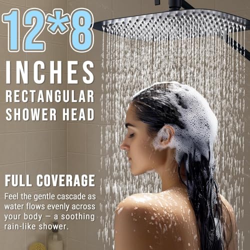 All Metal 12" Rain Shower Head with Handheld for Bathroom Upgrade