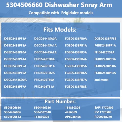 5304506660 Dishwasher Lower Spray Arm Replacement for Frigidaire AP6038456 154830302 154830303
