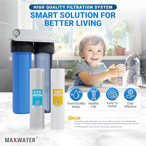 20" Dual Clear & Blue Whole House Water Filter 1" w