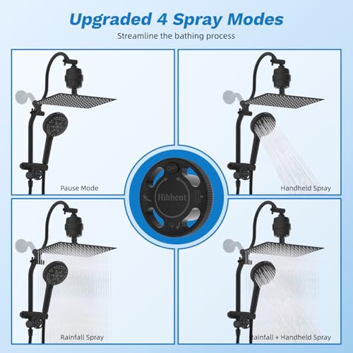 12" Dual Filtered 10" Rainfall Shower Head with Handheld 10