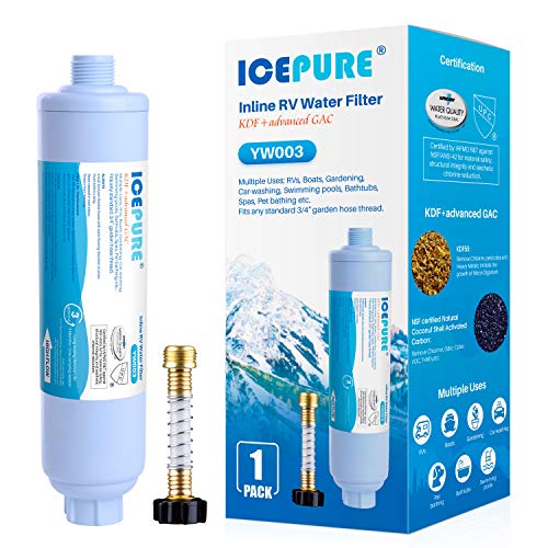 RV Water Filter with Hose Protector GAC & KDF Filtration