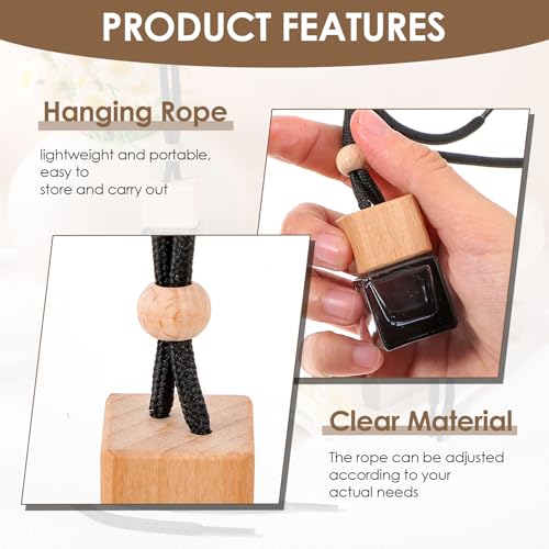 50 Pcs Hanging Car Air Freshener Car Diffuser Empty Glass Perfume Bottle Freshener Diffuser Pendant for Essential Oil Fragrance Aromatherapy Ornament (50 Ounce)