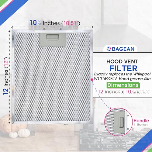 Stove Vent Filter 12" x 10.5" Fits W10169961A Whirlpool Range Hood Filter (2 Count)