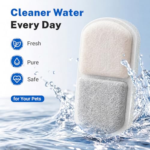 6 Pack Cat Water Fountain Replacement Filters and Sponges (6 Count)