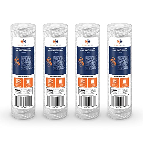 Whole House 5 Micron 10 x 2.5 String Wound Sediment Water Filter Cartridge Replacement Compatible with Well Water Filter WHKF (4 Count)