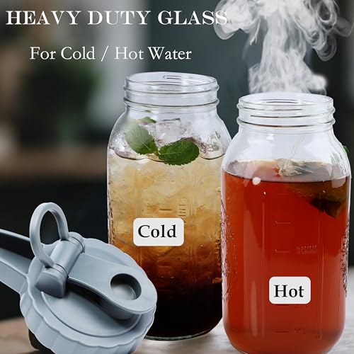 64 Oz Glass Mason Jar Water Pitcher With Lid Wide Mouth Sun Tea Pitchers