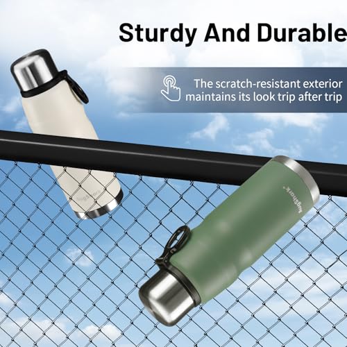 20oz Vacuum Insulated Stainless Steel Thermoses with Foldable Handle & Leakproof Lid