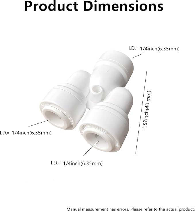 15 Pack 1/4 Inch Y Type 3 Way Tee Splitter Fittings - RO Water Reverse Osmosis Quick Connect Tube Fittings Connectors for Faucet, Dispenser, Ice Maker - AquaVibe