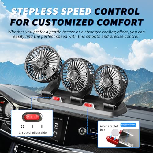 Portable 3 Head Car Cooling Fan with USB Plug