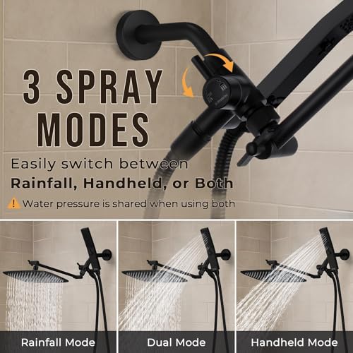All Metal 12" Rain Shower Head with Handheld for Bathroom Upgrade