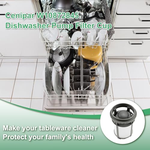 Upgraded】W10872845 Dishwasher Pump Filter Cup Replacement for Amana Kenmore Whirlpool KitchenAid Dishwasher