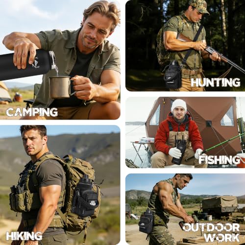 32 oz Tactical Water Bottle with MOLLE Bottle Pouch & 3 Lids
