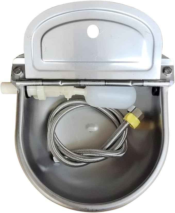 304 Stainless Steel Automatic Livestock Waterer with Float Valve and 39 inch Water Hose(one end 3/4''), Automatic Animal Water Bowl for Dogs,Horse,Calf,Chicken,Goat, Livestock Horse Waterer Dispenser