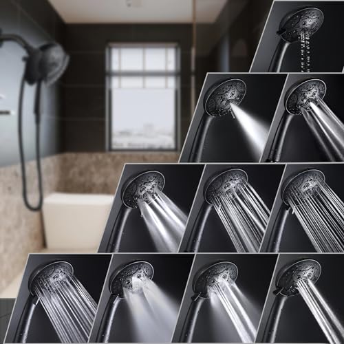 2 in 1 Shower Head with Handheld Combo High Pressure Black 2.5 GPM