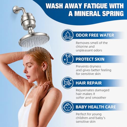 Shower Filter with 6 Cartridge Brushed Nickel (6 Count)