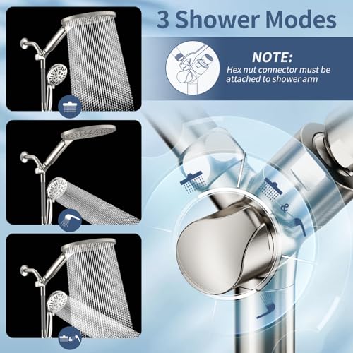 High Pressure Dual Shower Head with Handheld Spray Combo