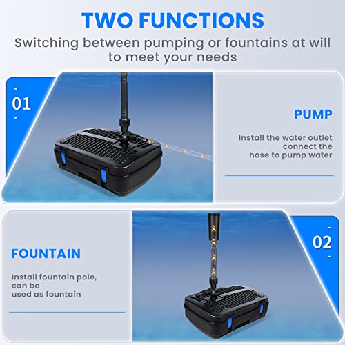 All-in-One Pond Filter Fountain Kits,790 GPH Pond Water Pump