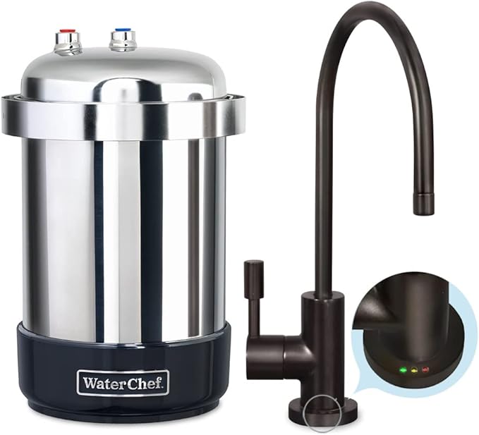 WaterChef U9000 Premium Under-Sink Water Filtration System w/Intelligent Monitor & Designer Series Faucet (Oil Rubbed Bronze), NSF/ANSI Certified for 78 Contaminants, 1,000 Gal, Stainless, Made in USA