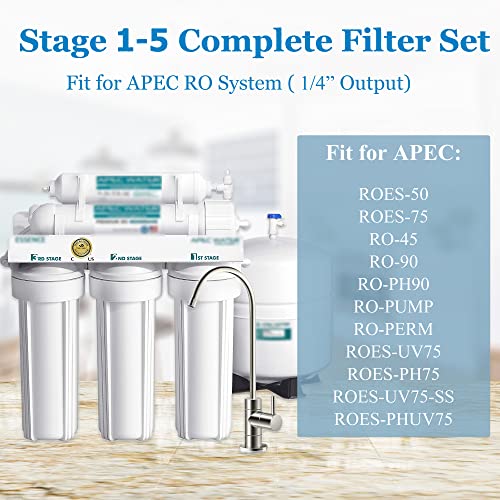 5 Stage 100 GPD RO Water Filter Set Replacement Fits APEC Reverse Osmosis