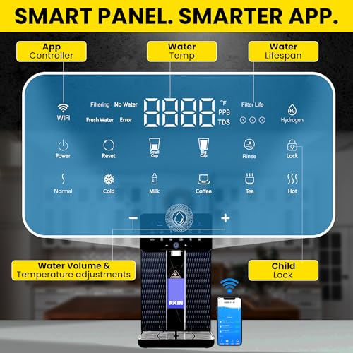U1-W App-Enabled 4-in-1 Hot & Cold Countertop Reverse Osmosis Water Filter System – 5-Stage RO + Alkaline Re-Mineralization + Hydrogen-Enriched Water Dispenser with TDS & Counter RO Filtration