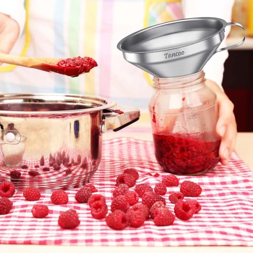 5 Inch Stainless Steel Funnel with Strainer and 200 Fine Mesh Filter (100 Count)