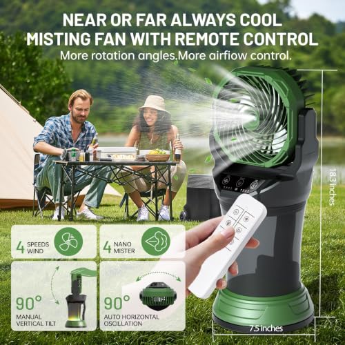 Portable Misting Fan with Remote & 30000mAh Rechargeable