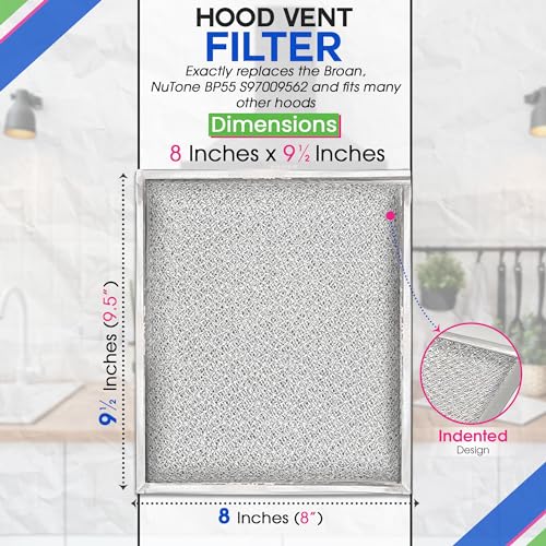 Stove Vent Filter 8x9.5" BP55 Fits Nutone & Broan Range Hood Filter (2 Count)