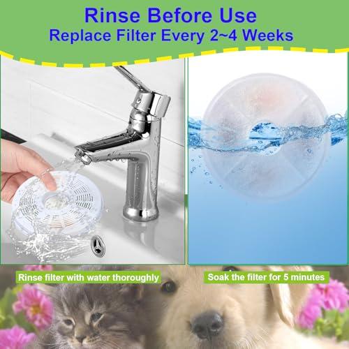 Cat Water Fountain Filter Replacement for 3L Flower Cat Drinking Fountain