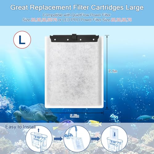10 Pack Large Replacement Filters Cartridges Compatible with QuietFlow Power Filter Size 20 (30 Gram)