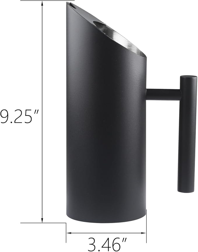 Stainless Steel Water Pitcher Black Metal Pitcher with Ice Guard Cold Drinking Carafe Jug for Juice, Beer, Milk, Ice Tea or Other Beverage by MUGLIO (36oz)