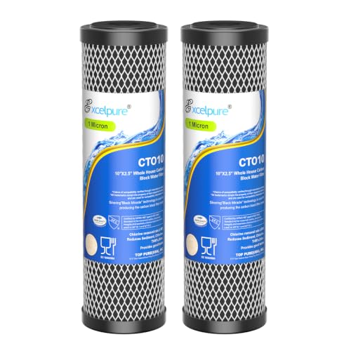 1 Micron 10" x 2.5" Whole House CTO Carbon Water Filter (2 Count)
