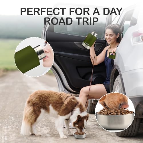 Insulated Dog Travel Water Bottle with Detachable Bowls